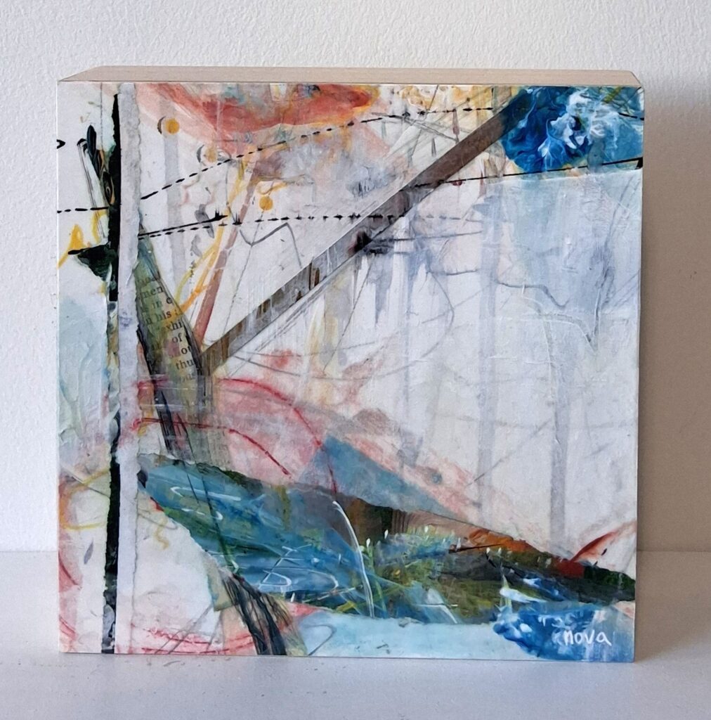summer breeze #11, mixed media on cradle board, 6x6x1.5", $140