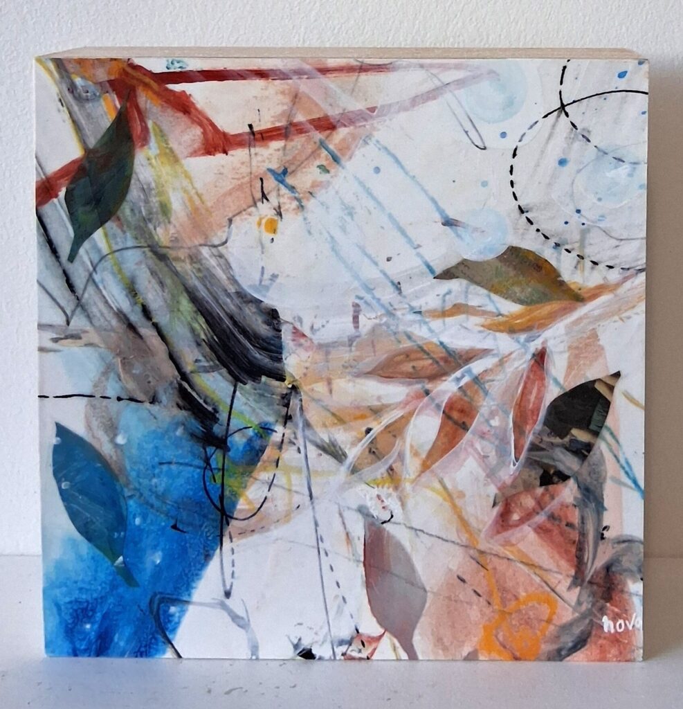 summer breeze #12, 6x6x1.5", mixed media on cradle board, sold