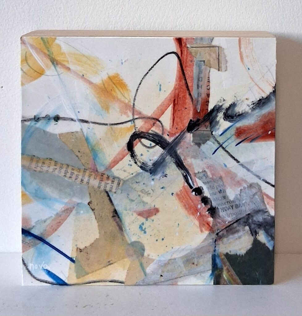 summer breeze #13, mixed media on cradle board, 6x6x1.5",$140