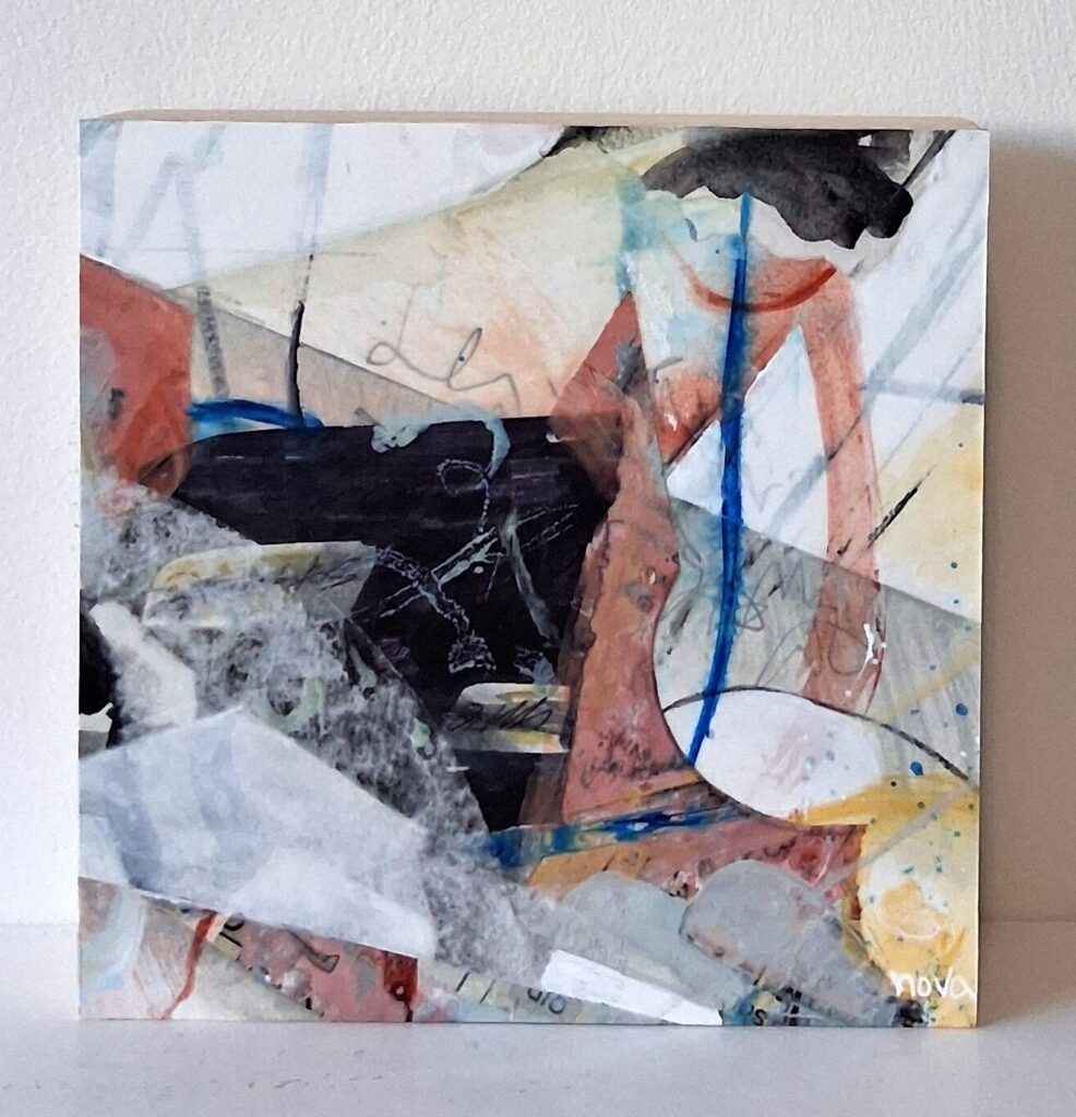 summer breeze #15, mixed media on cradle board, 6x6x1.5", $140