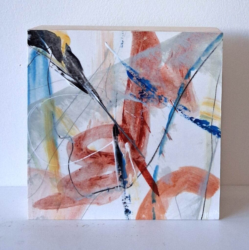 summer breeze #2, mixed media on cradle board, 6x6x1.5", $140