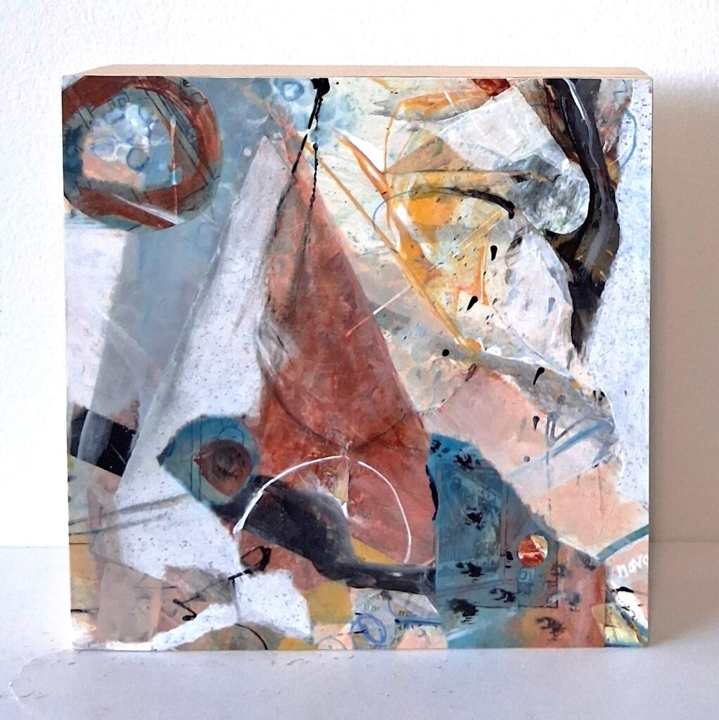 summer breeze #5, mixed media on cradle board, 6x6x1.5", $140
