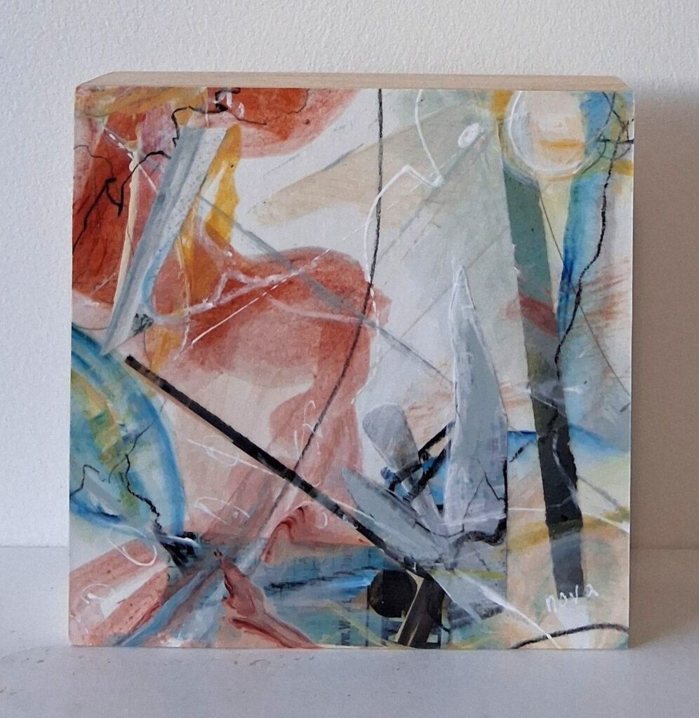 summer breeze #7, mixed media on cradle board, 6x6x1.5", $140
